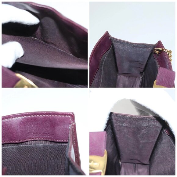 Salvatore Ferragamo Chain Vala Hand Bag Enamel Purple Gold - Picture 14 of 15